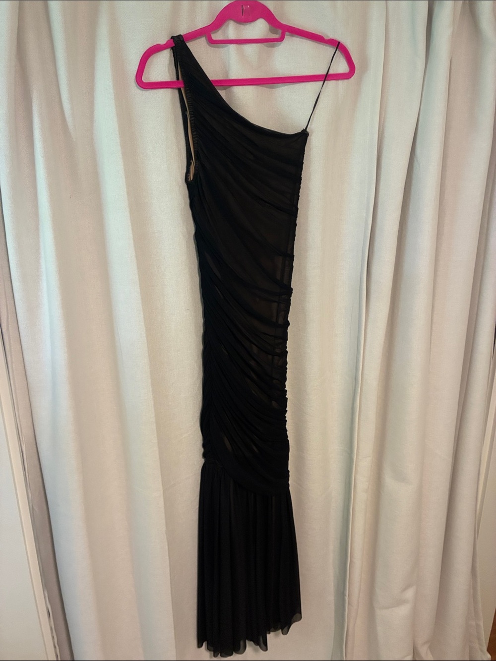 Black One-Shoulder Ruched Evening Dress, worn once - Vici